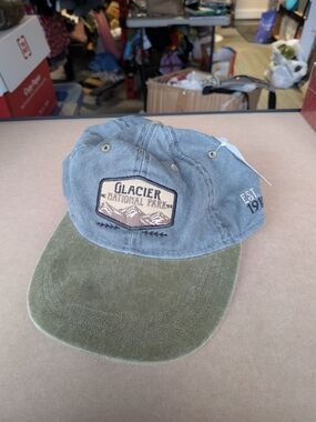 Glacier National Park Embroidered Patch Baseball Cap - Blue & Olive NWT